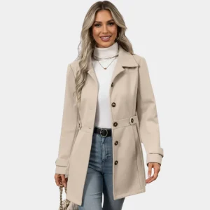 Manteau élégant avec boutons contrastés pour femme