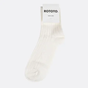 LINEN COTTON RIBBED ANKLE OFF WHITE