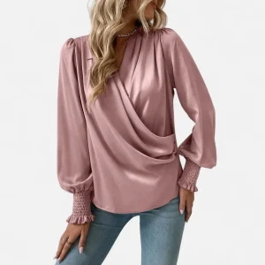 Blouse féminine Élégante à col V et manches lanternes