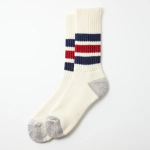 Coarse ribbed oldschool crew socks Navy red