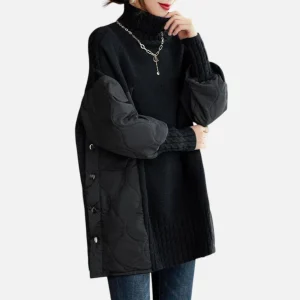 Amarendi | Pull Col Roulé Femme – Patchwork Raffiné