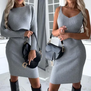 2pcs Suit Women's Solid Stripe. Top And Tight Suspender