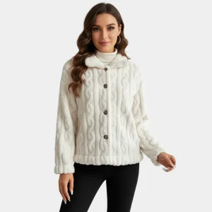 Gilet chaud élégant à col à revers pour femme