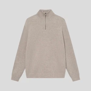 Les Deux || Eduard Half Zip Knit Jumper - Light Sand