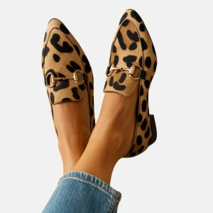Mocassins à imprimé léopard pour femme