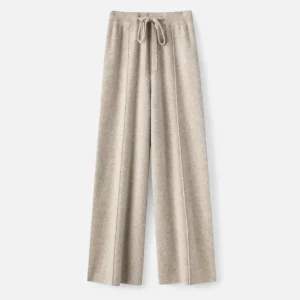 Pantalon femme en laine maille à jambes larges
